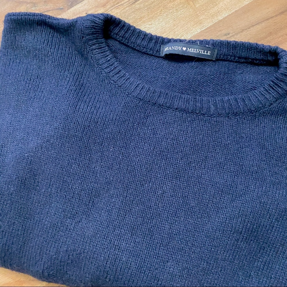Brandy Melville Blue Wool Blend Cropped Sweater